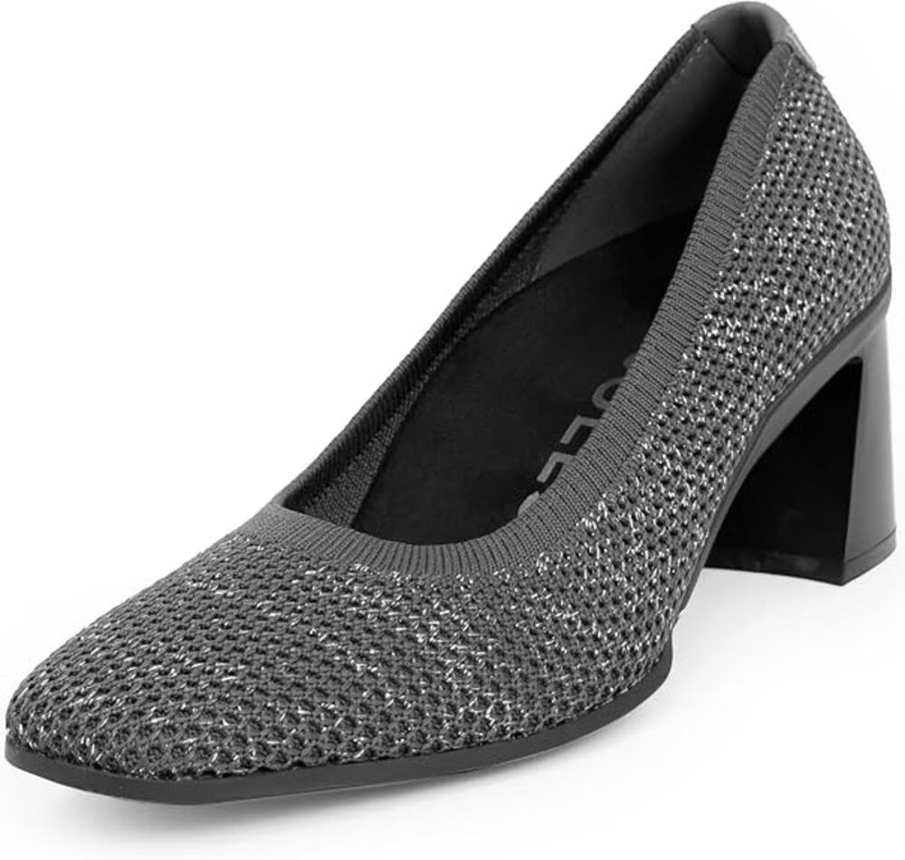 Aerosoles Casanna Knit Pump, Gunmetal, Diamond Flex,  Block Heel, New, Sz 10W